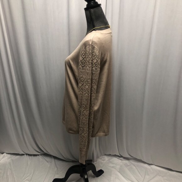 Lety and Me Beige Vittoria Pointelle Sleeve Sweater Womens Size XL Knit Top NEW - Picture 3 of 8